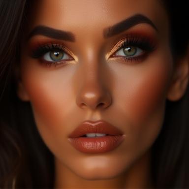 Stunning evening makeup look featuring bold eyes and polished skin