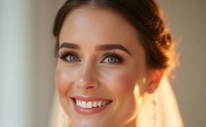 Beautiful bride with professional wedding makeup