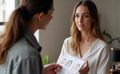 Makeup artist consulting with a client